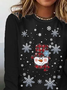 T-shirts Femmes Décontracté Printemps / Automne Noël Imprimé Micro-élasticité Jersey Manches Longues Droit Régulier
