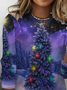 T-shirts Décontracté Printemps / Automne Noël Imprimé Jersey Manches Longues Col Rond Droit Régulier pour Femmes