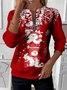 Sweat-shirts Femmes Décontracté Printemps / Automne Bonhomme de Neige de Noël Imprimé Micro-élasticité Col Rond Régulier Droit Régulier