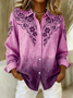 Chemises Décontracté Floral Printemps / Automne Polyester Manches Longues Boucle Régulier Manches régulières Col de Chemise pour Femmes