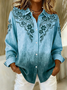 Chemises Décontracté Floral Printemps / Automne Polyester Manches Longues Boucle Régulier Manches régulières Col de Chemise pour Femmes