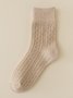 Chaussettes Femmes Simple Plain Toutes Les Saisons Coton Joint Fendu Absorber l'Humidité et Évacuer la Sueur Domestique Standard Régulier