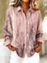 Chemises Femmes Décontracté Floral Printemps / Automne Polyester Ample Manches Longues Régulier Boucle Col de Chemise