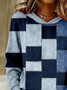 à Capuche Femmes Décontracté Printemps / Automne Abstrait Plaid Imprimé Micro-élasticité Manches Longues Régulier Droit Régulier