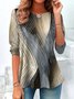 T-shirts Géométrique Décontracté Printemps / Automne Quotidien Manches Longues Col Rond Régulier Trapèze Régulier pour Femmes