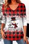 T-shirts Géométrique Décontracté Printemps / Automne Col V Quotidien Coupe Régulière Manches Longues Trapèze Régulier pour Femmes