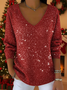 T-shirts Femmes Décontracté Printemps / Automne Noël Polyester Imprimé Domestique Coupe Régulière Régulier Régulier