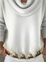 Pulls Simple Hiver Noël Polyester Poids lourd Ample Régulier Droit Élasticité moyenne pour Femmes