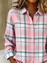 Chemises Décontracté Printemps / Automne Plaid Polyester Ample Droit Boucle Régulier T.-N.-L. pour Femmes