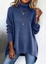 Pulls Décontracté Plain Printemps / Automne Coton Coupe Régulière Manches Longues Régulier Trapèze Régulier pour Femmes