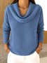 T-shirts Femmes Décontracté Plain Printemps / Automne Micro-élasticité Quotidien Coupe Régulière Régulier Régulier Faux Col