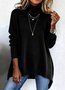 Pulls Décontracté Plain Printemps / Automne Coton Coupe Régulière Manches Longues Régulier Trapèze Régulier pour Femmes