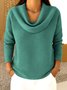 T-shirts Femmes Décontracté Plain Printemps / Automne Micro-élasticité Quotidien Coupe Régulière Régulier Régulier Faux Col