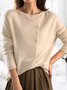 Pulls Simple Plain Printemps / Automne Polyester Micro-élasticité Quotidien Ample Manches Longues Régulier pour Femmes