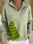 Pulls Femmes Décontracté Printemps / Automne Noël Polyester Aucune élasticité Vacances Régulier Droit Col mi-ouvert