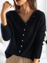 Pulls Simple Plain Printemps / Automne Polyester Micro-élasticité Quotidien Ample Manches Longues Régulier pour Femmes