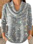 Pulls Décontracté Plain Printemps / Automne Polyester Coupe Régulière Manches Longues Col Rond Régulier Régulier pour Femmes