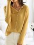 Pulls Simple Plain Printemps / Automne Polyester Micro-élasticité Quotidien Ample Manches Longues Régulier pour Femmes