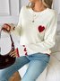 Pulls Décontracté Plain Printemps / Automne Micro-élasticité Quotidien Manches Longues Col Rond Régulier Trapèze pour Femmes