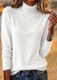 Pulls Décontracté Plain Printemps / Automne Tricoté Coupe Régulière Manches Longues Trapèze Régulier Élasticité moyenne pour Femmes
