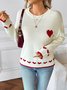 Pulls Décontracté Plain Printemps / Automne Micro-élasticité Quotidien Manches Longues Col Rond Régulier Trapèze pour Femmes