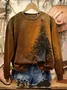 Sweat-shirts Femmes Décontracté Printemps / Automne Sapin de Noël Polyester Imprimé Naturel Ample Droit Régulier