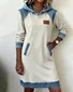 Femmes Multicolore Bloc Blanc Sweat-shirt à Capuche Confortable Mi-longue Sweat-shirt Robe Décontracté