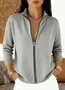Cardigans Simple Plain Printemps / Automne Micro-élasticité Quotidien Ample Laine/Tricot Droit Régulier pour Femmes