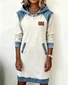 Femmes Multicolore Bloc Blanc Sweat-shirt à Capuche Confortable Mi-longue Sweat-shirt Robe Décontracté