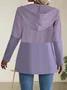 Micro-élasticité Sweat-shirt à Capuche Manches Longues Régulier Multicolore Bloc Blouson pour Femmes