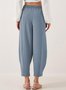 Pantalons Simple Plain Printemps / Automne Polyester Micro-élasticité Ample Pantalon à la cheville Bloomers Régulier pour Femmes