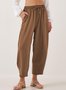 Pantalons Simple Plain Printemps / Automne Polyester Micro-élasticité Ample Pantalon à la cheville Bloomers Régulier pour Femmes