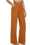 Pantalons Simple Plain Printemps / Automne Polyester Quotidien Ample Pantalon droit Long Droit pour Femmes