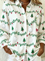 Chemises Rétro Printemps / Automne Sapin de Noël Aucune élasticité Vacances Manches Longues Régulier Droit Régulier pour Femmes