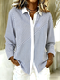 Chemises Femmes Rayé Rétro Printemps / Automne Polyester Quotidien Ample Manches Longues Droit Col de Chemise
