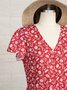 Robe D'été Femme Vetement Hippie Chic Florale Mince à Manches Courtes