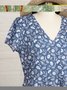 Robe D'été Femme Vetement Hippie Chic Florale Mince à Manches Courtes