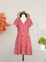 Robe D'été Femme Vetement Hippie Chic Florale Mince à Manches Courtes