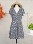 Robe D'été Femme Vetement Hippie Chic Florale Mince à Manches Courtes