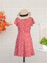 Robe D'été Femme Vetement Hippie Chic Florale Mince à Manches Courtes