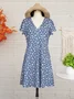 Robe D'été Femme Vetement Hippie Chic Florale Mince à Manches Courtes