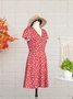 Robe D'été Femme Vetement Hippie Chic Florale Mince à Manches Courtes