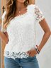 T-shirts Femmes Décontracté Plain Été Polyester Col Carré Micro-élasticité Quotidien Régulier Régulier