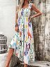 Femmes Géométrique Blanc à Bretelles Confortable Brouiller Robe Maxi Vacances