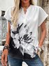 Blouses Décontracté Floral Été Polyester Ample Régulier Droit Régulier Col de Chemise pour Femmes
