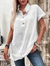 Chemises Décontracté Plain Été Aucune élasticité Coupe Régulière Manches Courtes Coton Régulier Col de Chemise pour Femmes