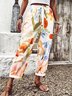 Pantalons Femmes Décontracté Floral Printemps / Automne Coton Aucune élasticité Quotidien Taille Moyenne Droit Régulier