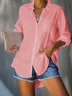 Blanc Vacances Unicolore en Mélangé de Coton Blouse