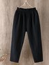 Pantalon Femme Décontraté Lin Coton Unicolores Ample Été Confortable