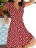 Robe D'été Femme Vetement Hippie Chic Florale Mince à Manches Courtes